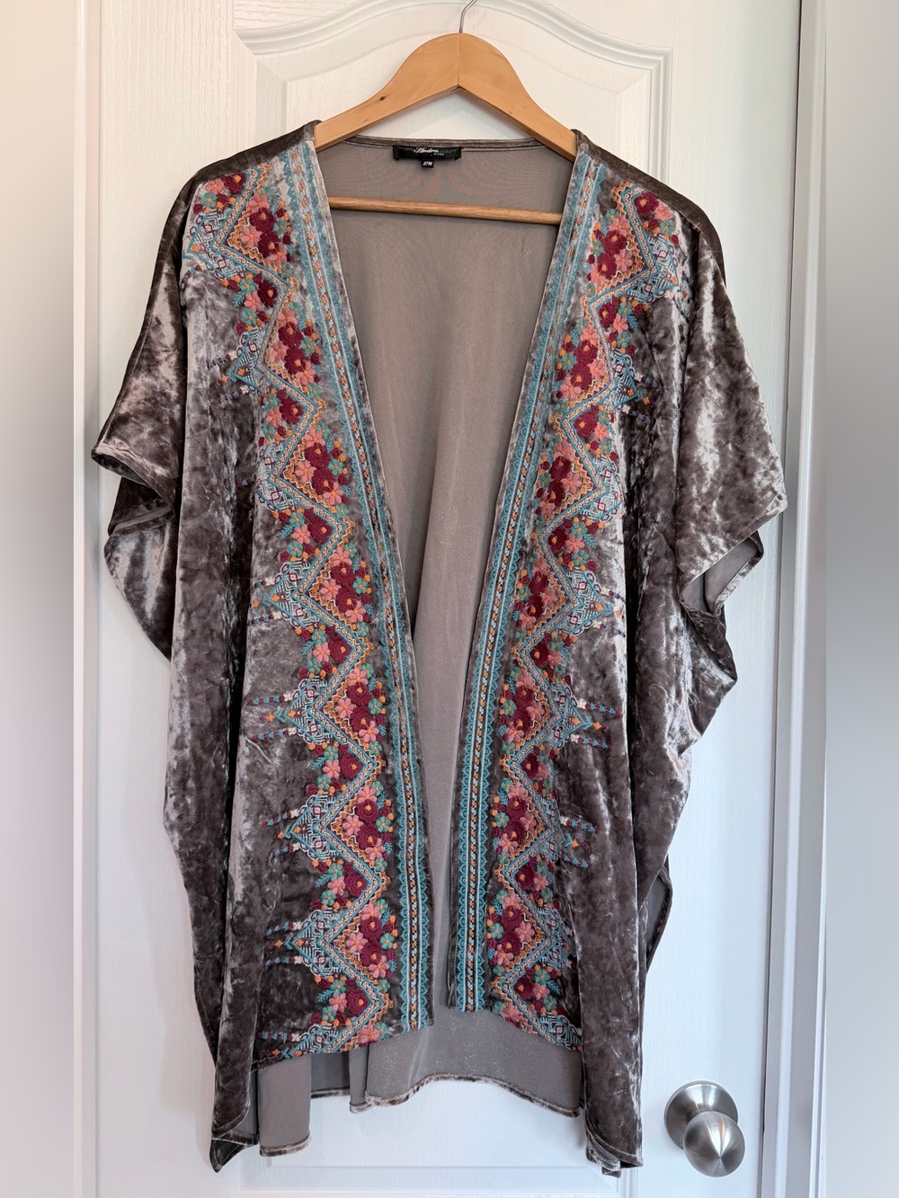 Andree By Unit Whimsigoth Fairy Grunge Velvet Embroidered Kimono Sz S/M Festival